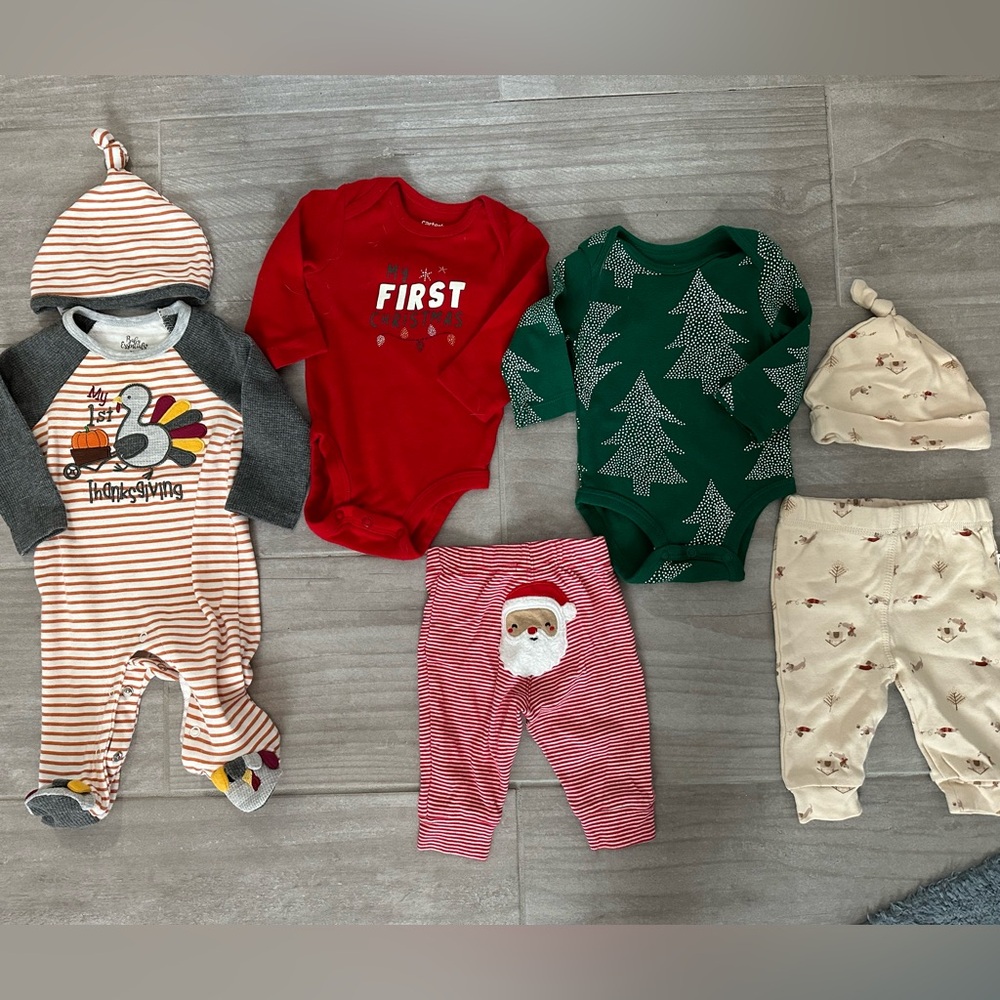 Holiday Bundle Christmas and Thanksgiving 0-3 months New or worn once